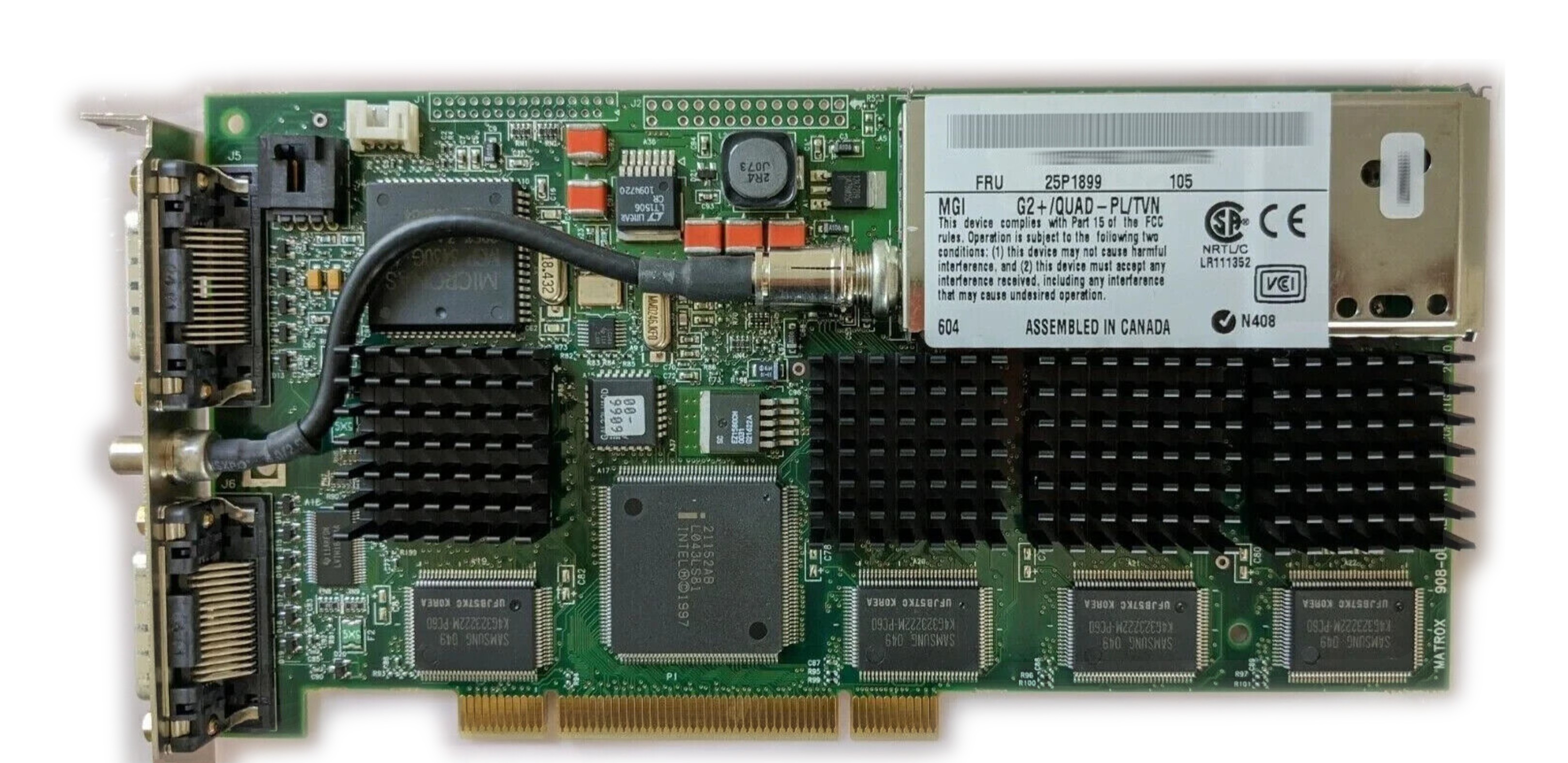 Matrox G2+/QUADP-PL/7 PCI Quad Head Video Card 32MB MGI G200 MMS LFH-60 TV Tuner