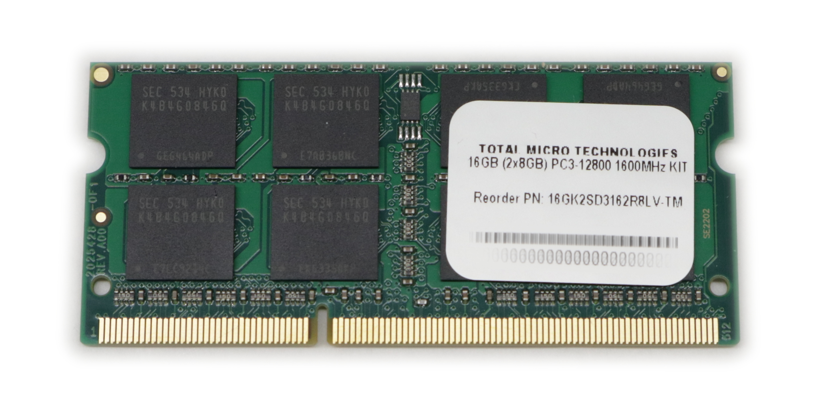 Total Micro 16GB (2x8GB) 16GK2SD3162R8LV-TM PC3-12800 1600MHz SoDimm