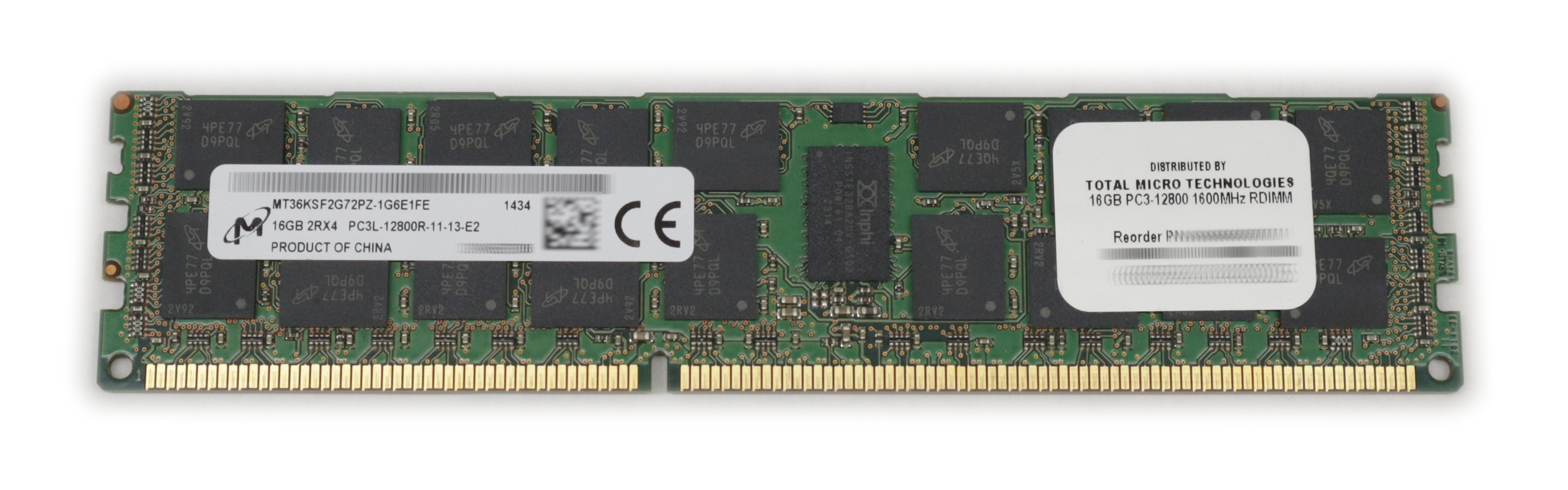 Total Micron 16GB MT36KSF2G72PZ-1G6E1 PC3L-12800R Dimm DDR3-1600MHz