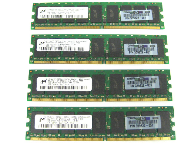 Micron 4GB (4-1GB) PC2-4200 533 HP 359822-051 MT18HTF12872AY RAM