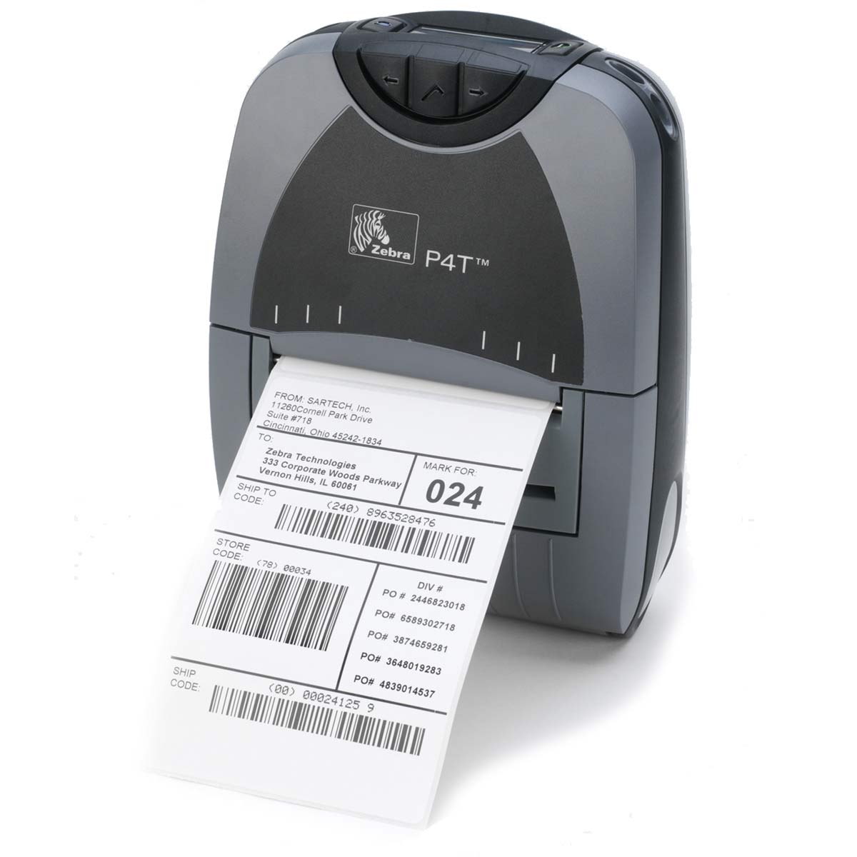 Zebra P4T Mobile Portable Barcode Direct Transfer Printer