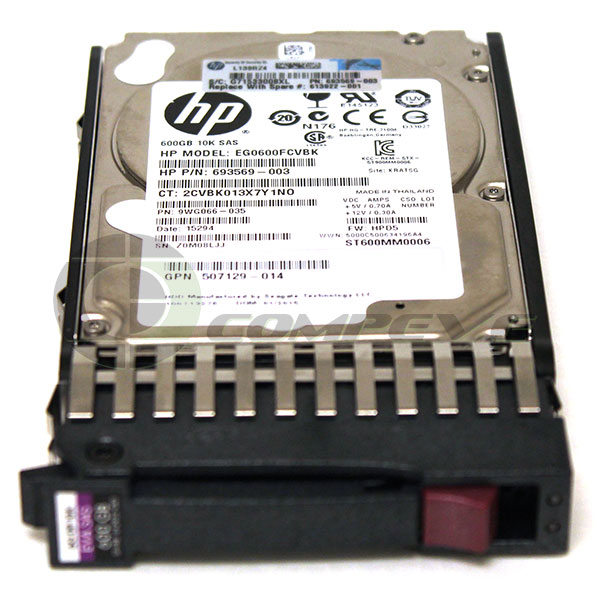 HP Seagate 600GB HDD 2.5 10K RPM 6Gb SAS 613922-001 EG0600FCVBK 