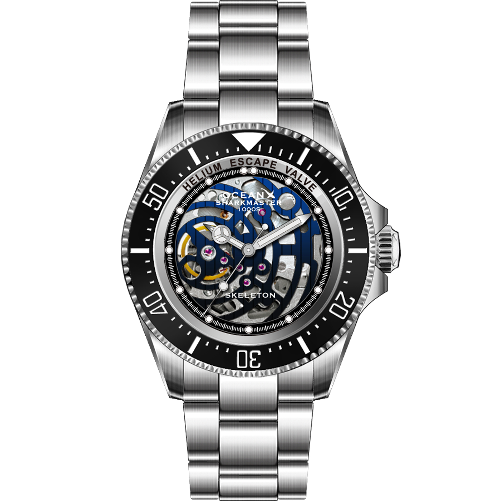OceanX SHARKMASTER 1000 Automatik Stahl Keramik Datum Saphir Blau Herren  Uhr | eBay