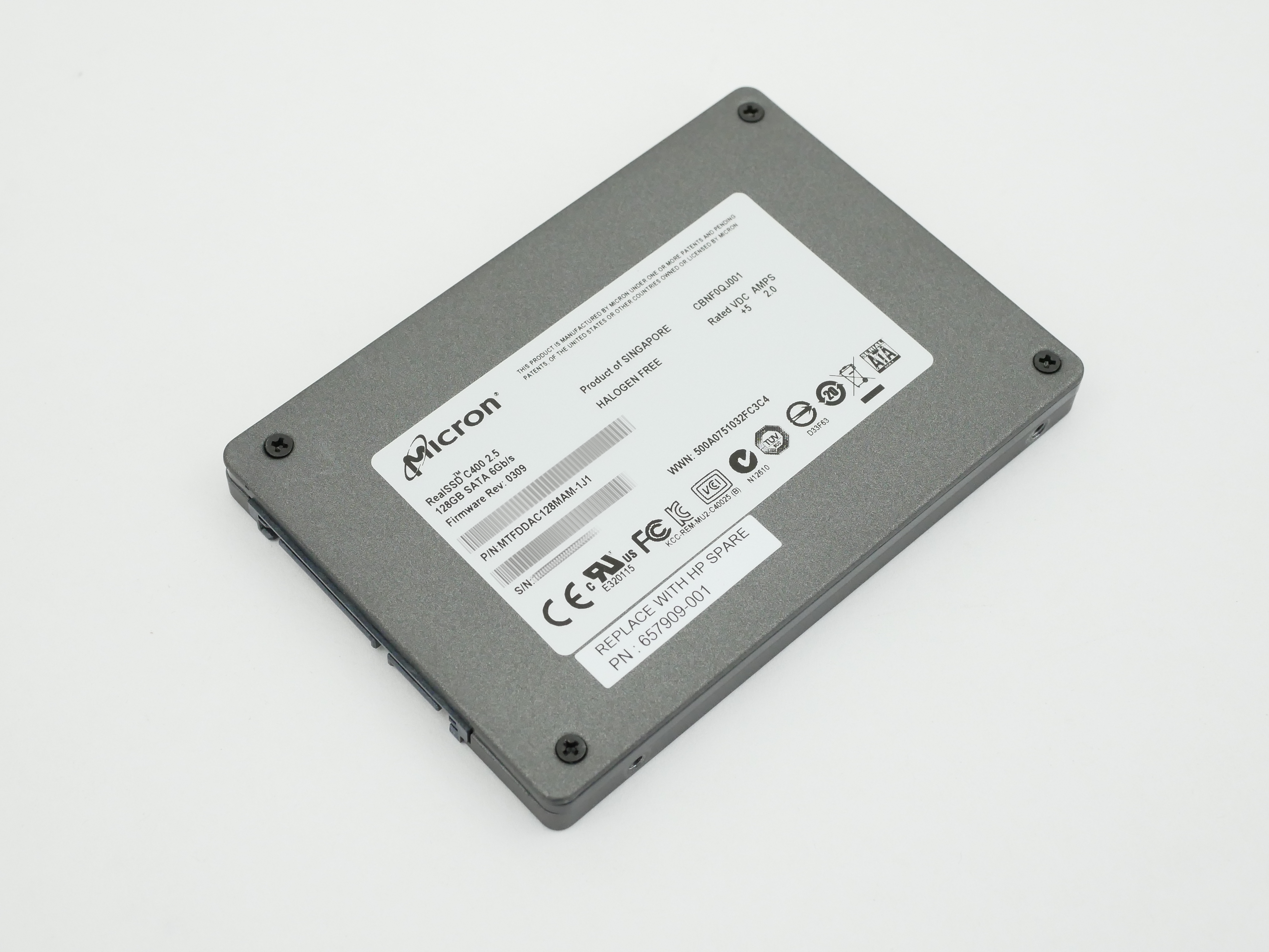 Micron HP MTFDDAC128MAM-1J1 2.5" C400 128GB SATA 6GB/s 970-200172 657909-001