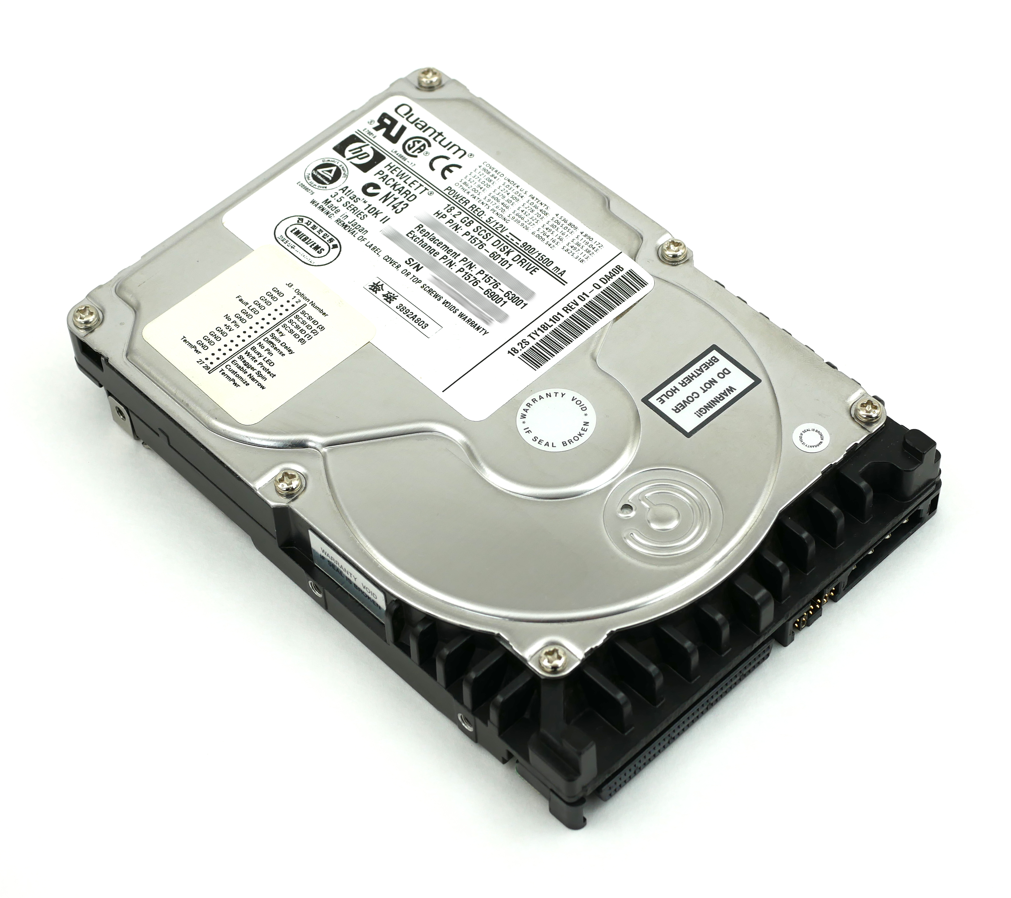 HP Quantum HDD SCSI 18.2GB 10K 3.5" U160 TY18L103 P1576-60101 P1576-63001 - Click Image to Close