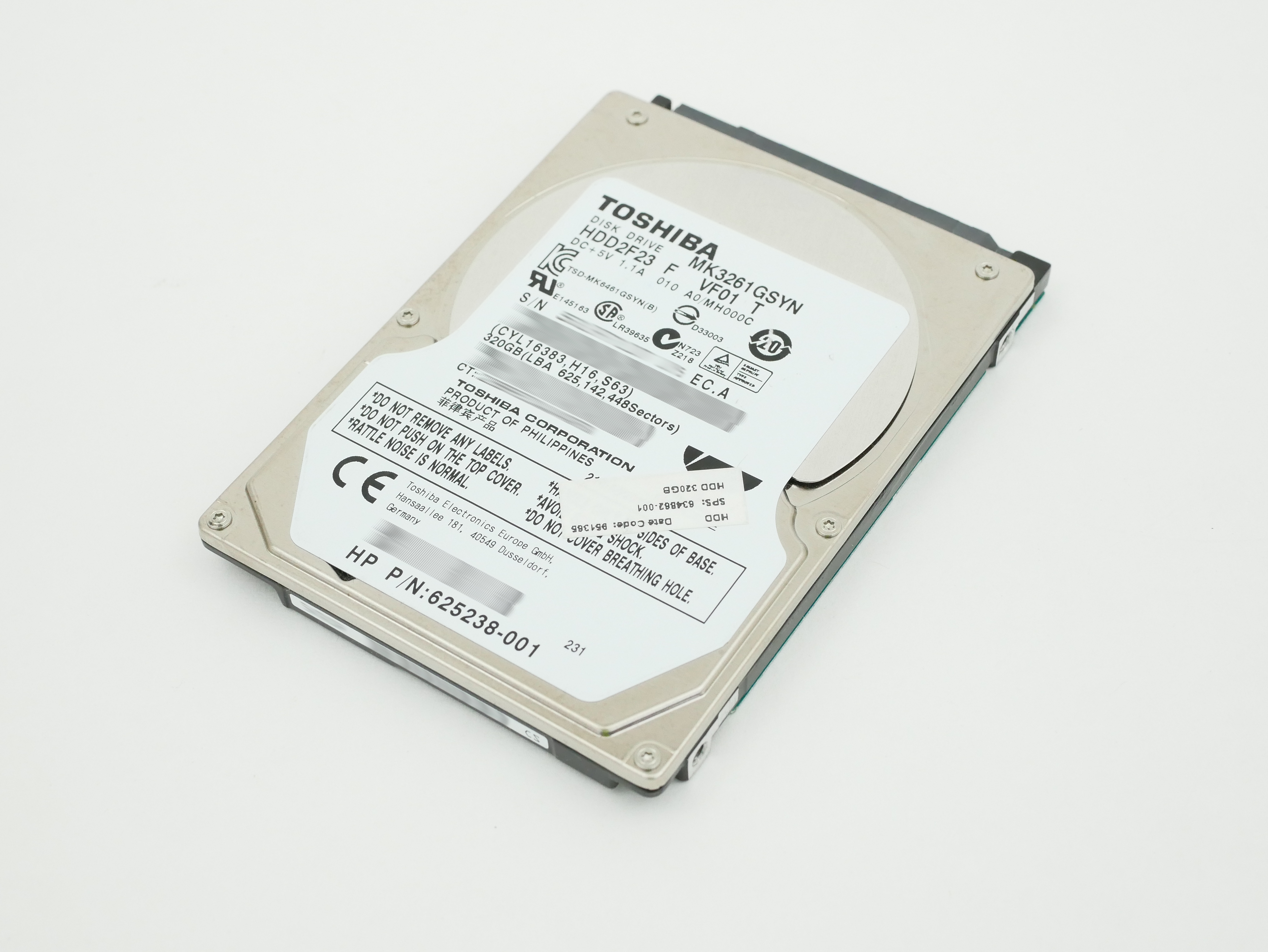 HP Toshiba 320Gb 7200 RPM SATA 3.0Gb/s 2.5" MK3261GSYN 625238-001 634862-001