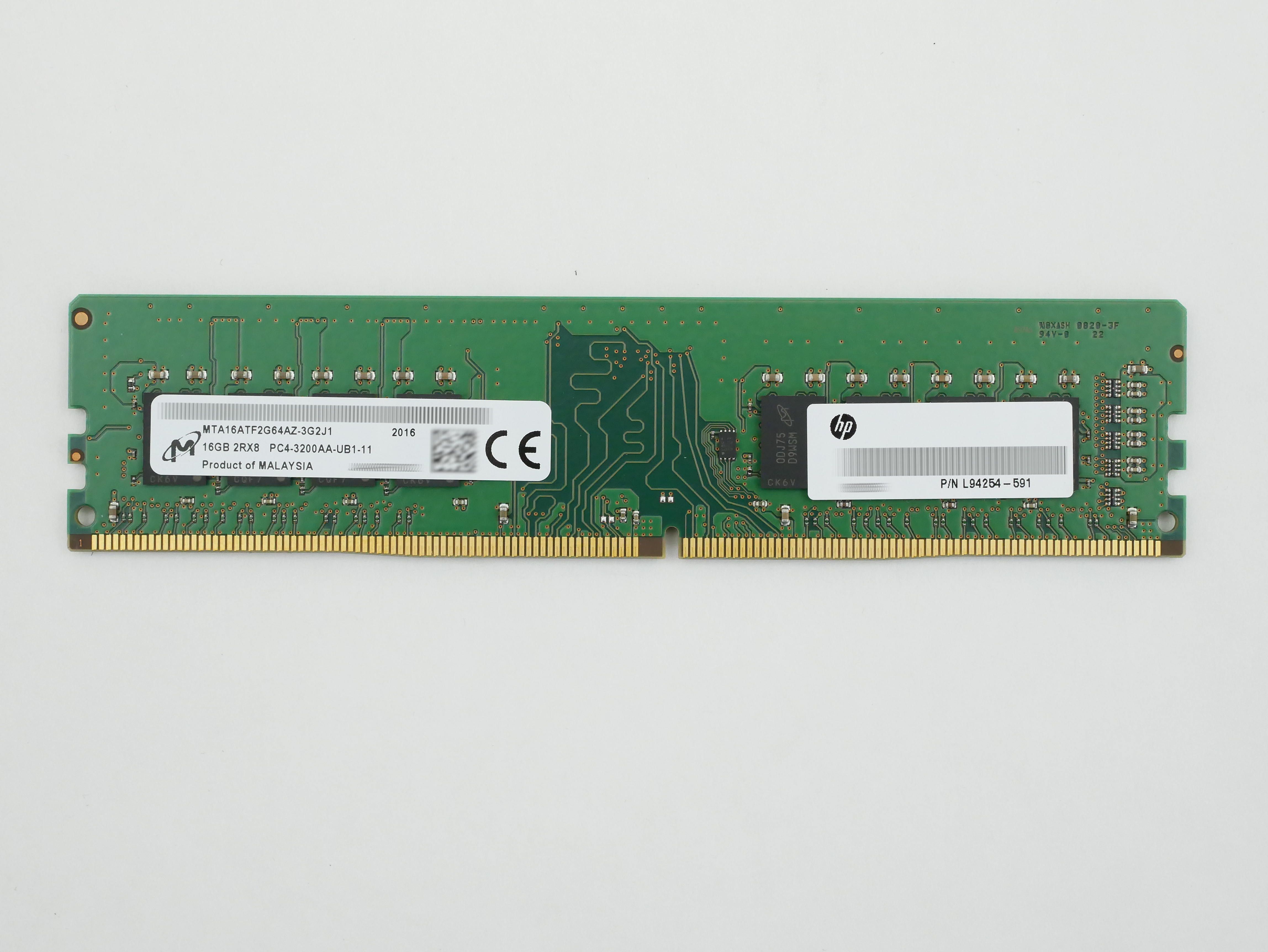 HP Micron 16GB PC4-3200AA DDR4 288pin UDIMM MTA16ATF2G64AZ-3G2J1 L94254-591