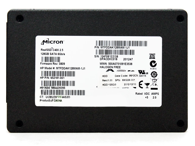Micron 2.5" 128GB SSD SATA C400 6GB/s HP 652181-002
