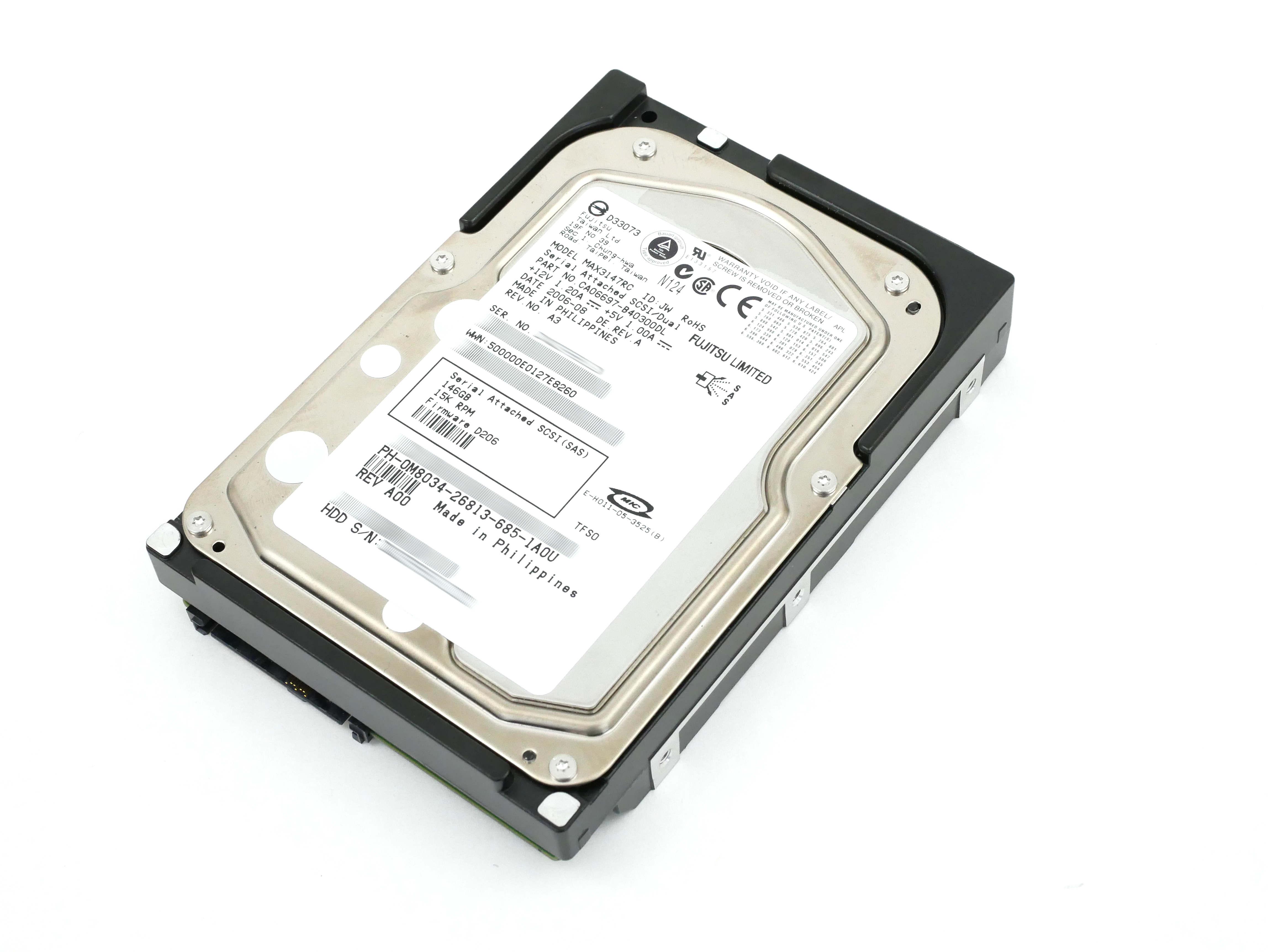 DELL 147GB 15K RPM SAS 3.5" HDD 0M8034 CA06697-B40300DL MAX3147RC - Click Image to Close