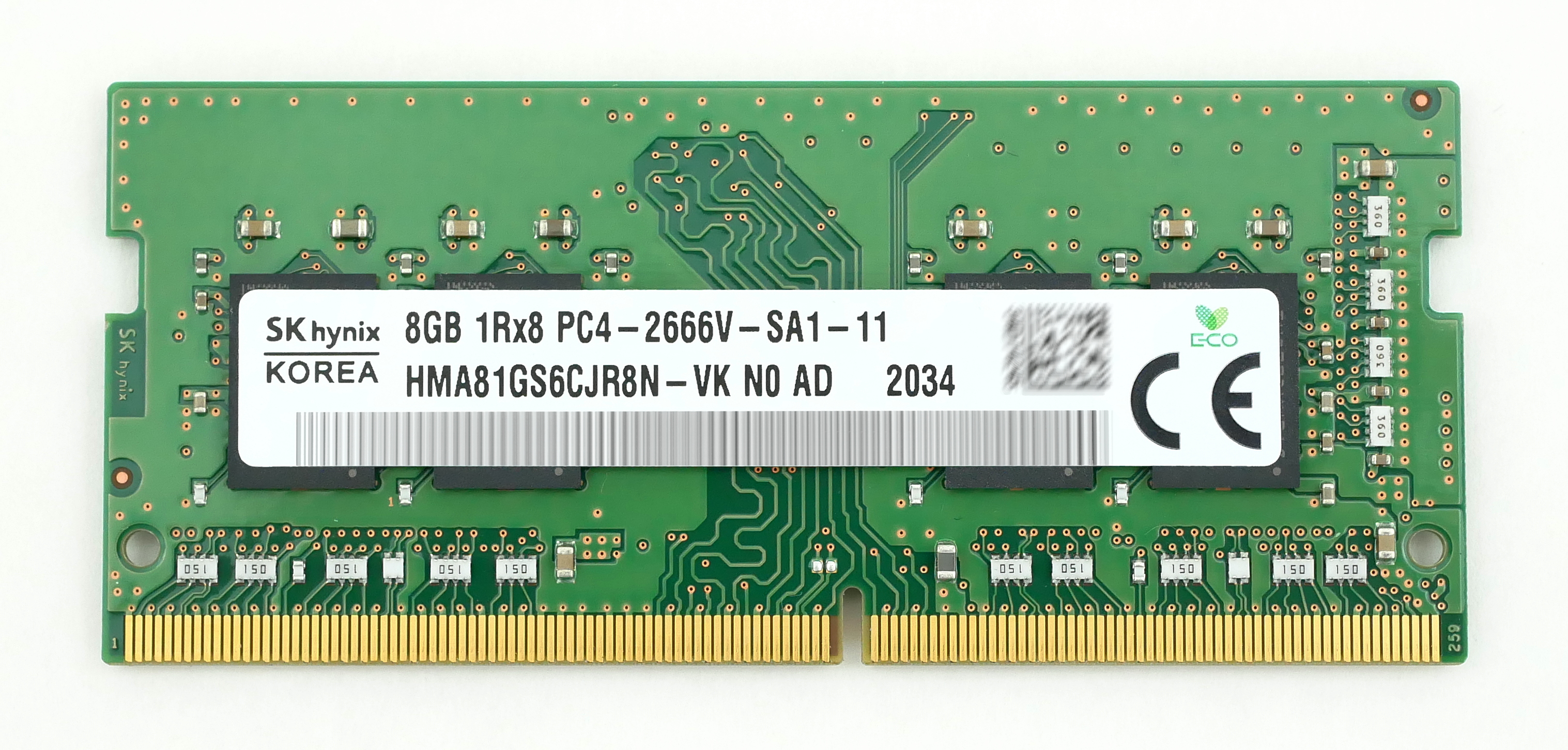 Hynix 8GB HMA81GS6CJR8N-VK PC4-21300 DDR4-2666MHz 260-Pin SoDimm 1.2V