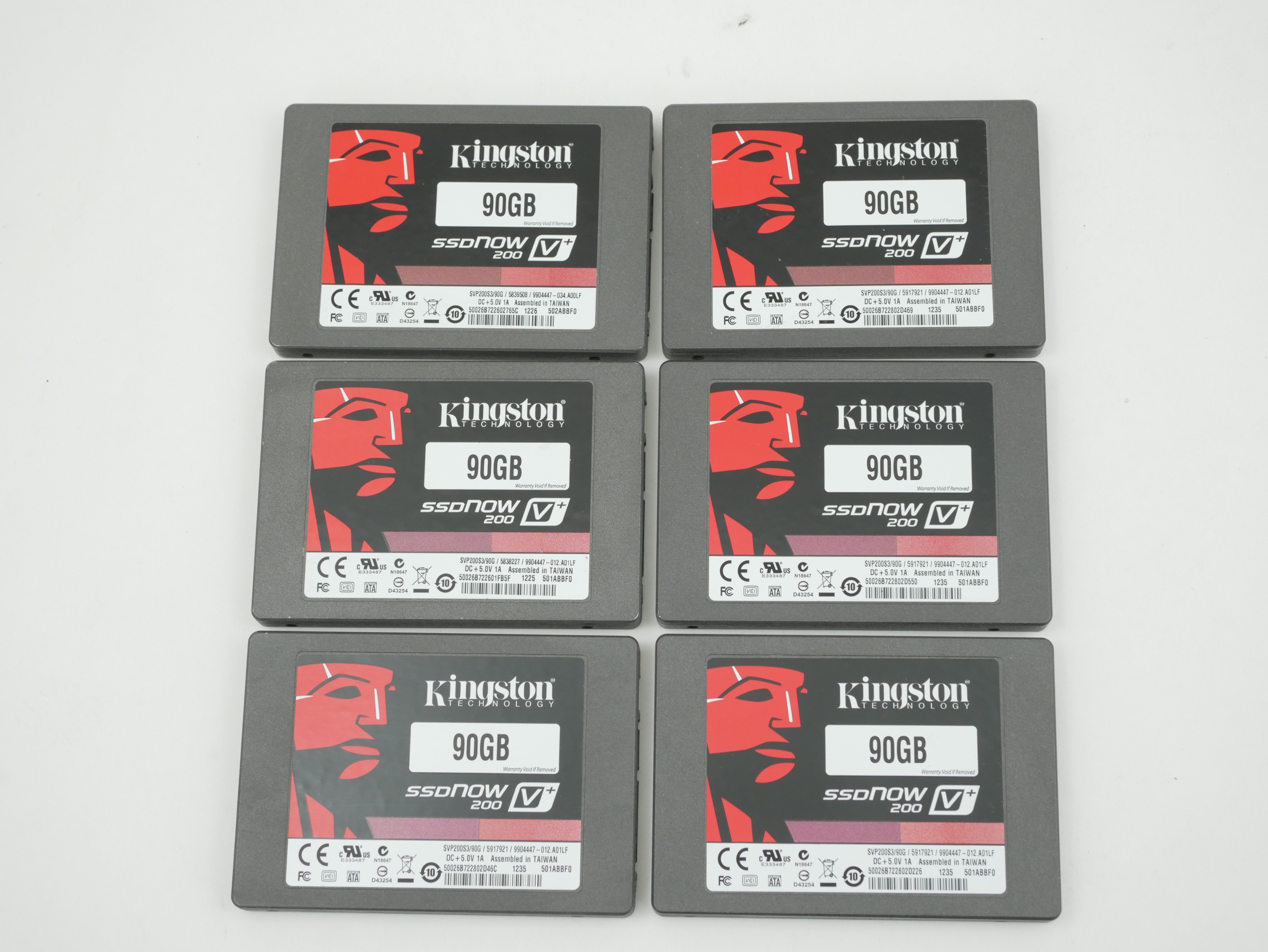 LOT of 6 Kingston 90GB SSDnow 200 V+ 2.5" SATA III SSD SVP200S3/90G LOT of 6 Kingston 90GB SSDnow 200 V+ 2.5" SATA III SSD SVP200S3/90G