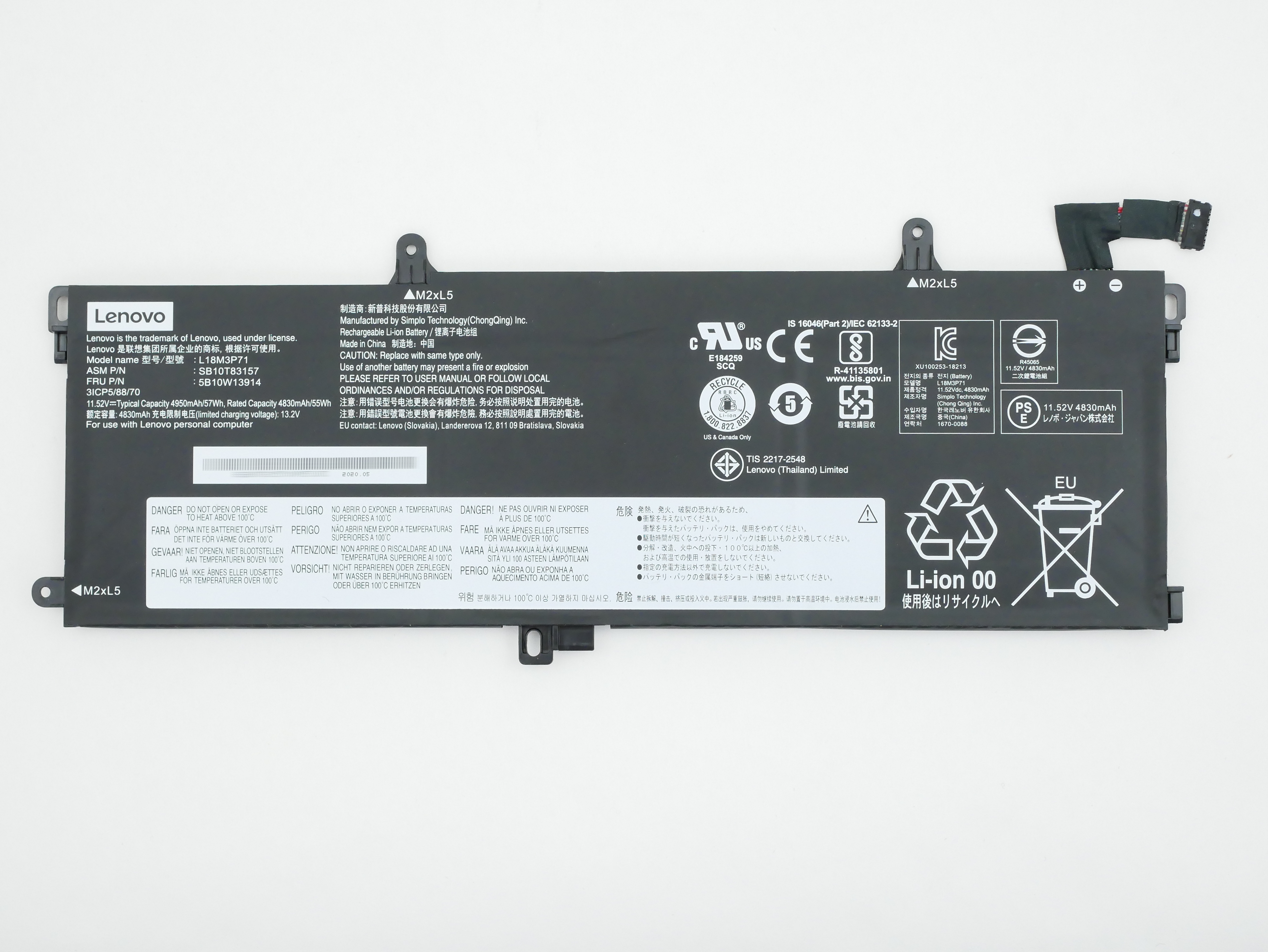 Lenovo Battery L18M3P71 11.52V 4950mAh 57Wh for ThinkPad T15 5B10W13914