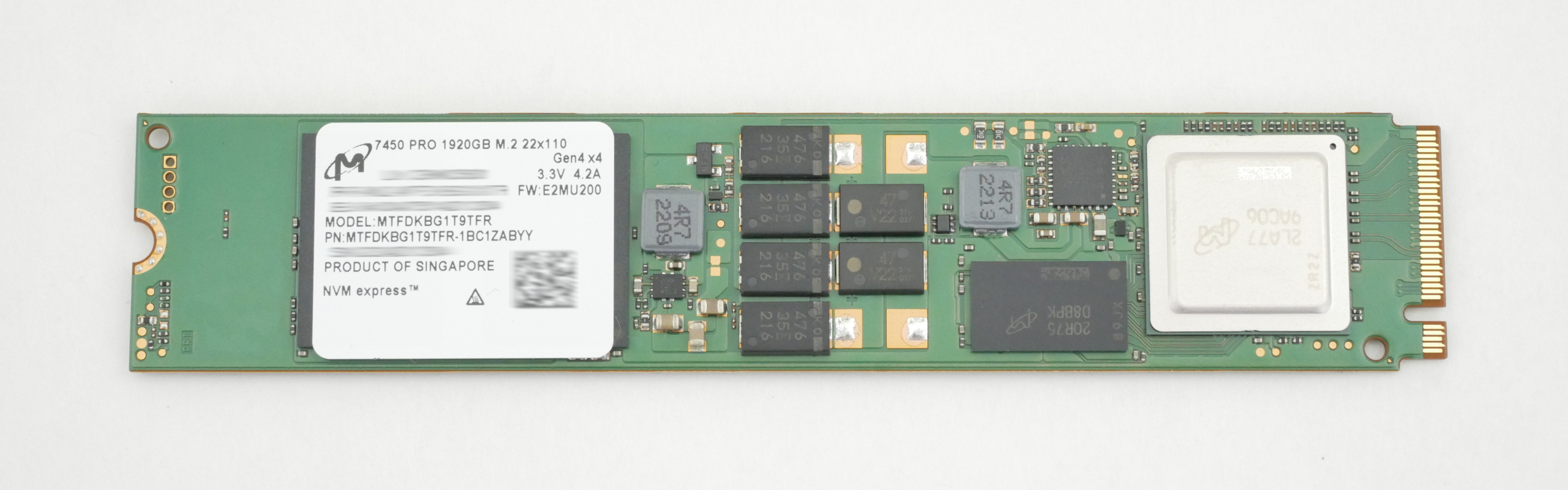 Micron 7450 Pro 1.92TB NVMe SSD 110mm PCI-E 4.0 Gen4 x4 MTFDKBG1T9TFR-1BC1ZABYY