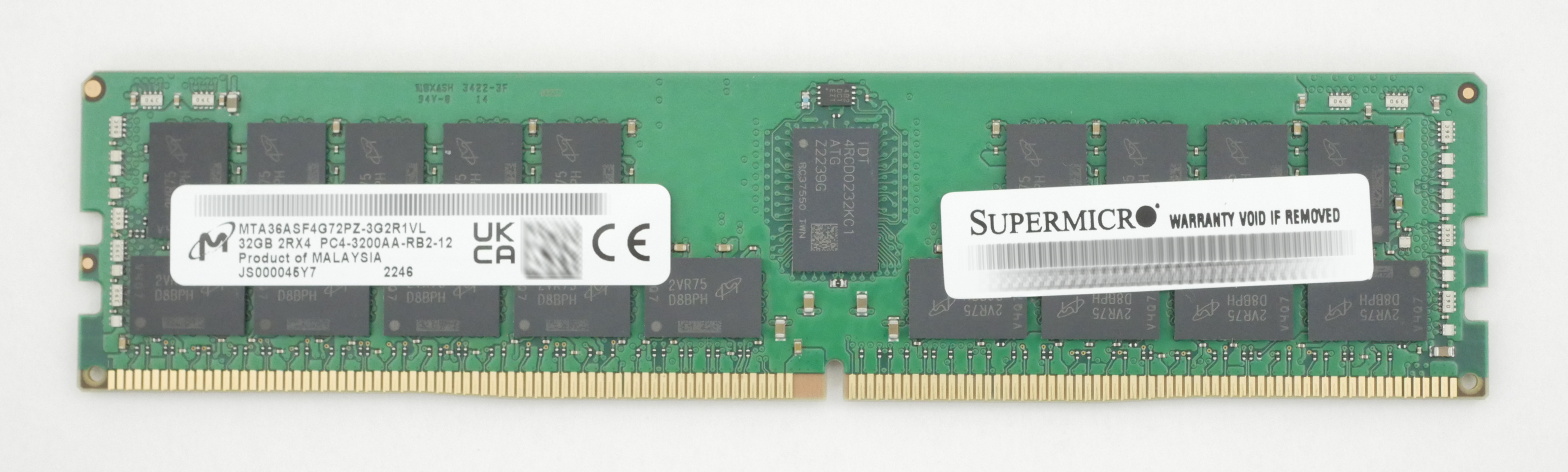 Supermicro 32GB PC4-3200AA-RB2-12 Server Memory MTA36ASF4G72PZ-3G2R1