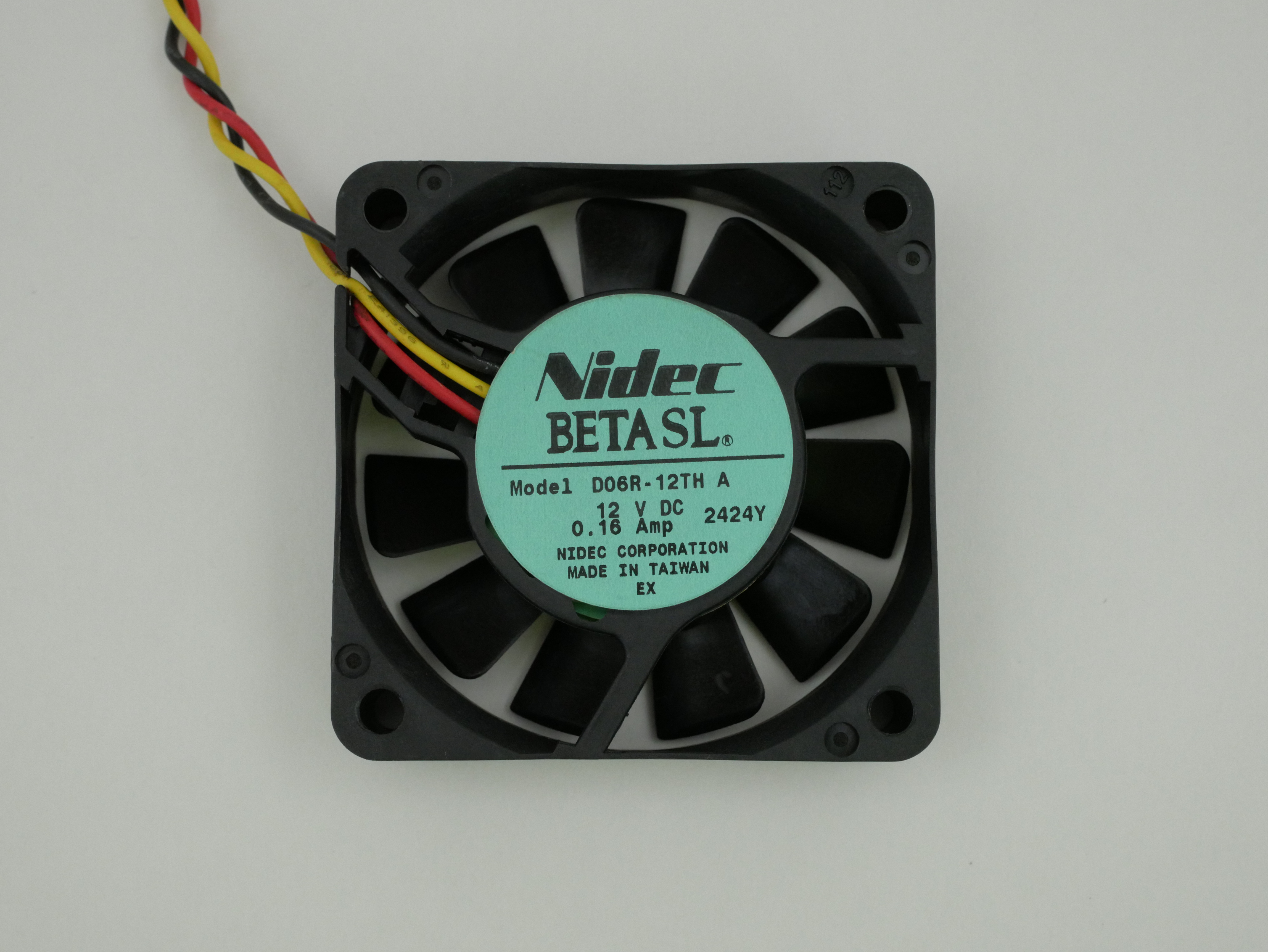 Nidec Beta SL Cooling Fan DC 12V 0.16 Amp 60mm 3pin D06R-12TH Nidec Beta SL Cooling Fan DC 12V 0.16 Amp 60mm 3pin D06R-12TH