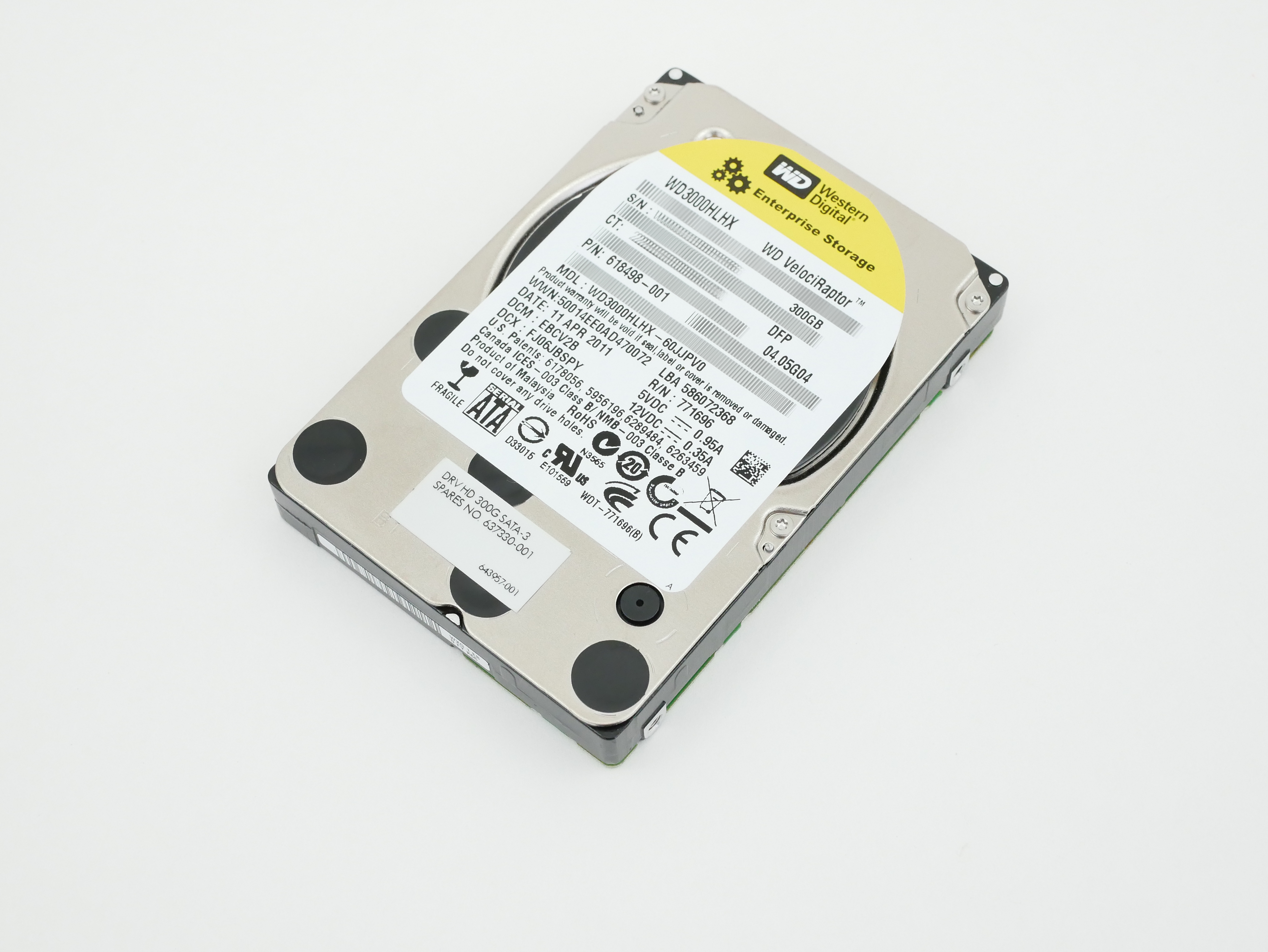 HP WD 300GB 10K RPM SATA 6GB/s 2.5" WD3000HLHX-60JJPV0 618498-001 637330-001