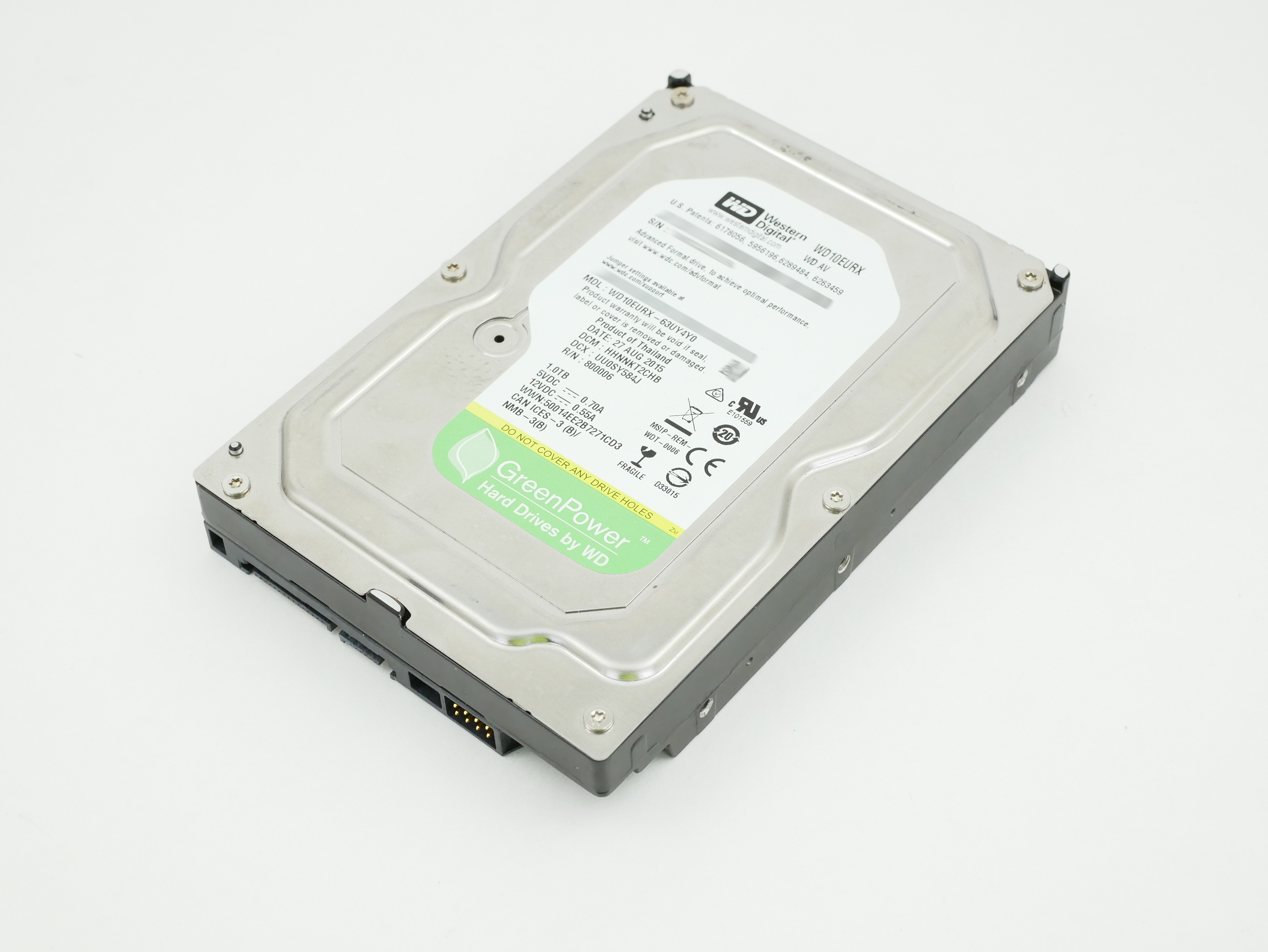 WD 1TB AV-GP 5.4K RPM SATA 6Gb/s 64Mb Cache 3.5" WD10EURX-63UY4Y0