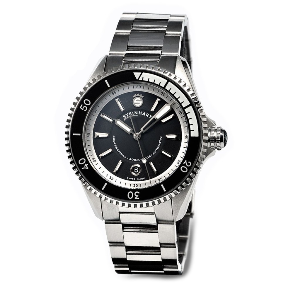 Steinhart Ocean 2 premium Black Diver Watch Men 43mm Auto WR300 103-0734 - Click Image to Close