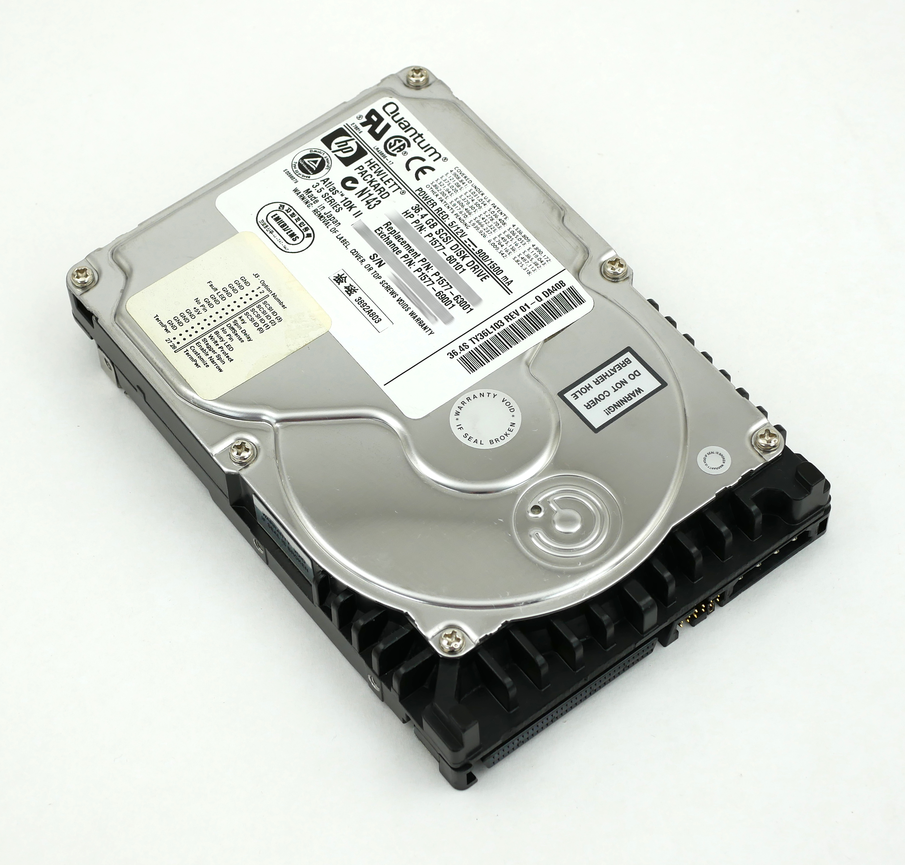 HP Quantum HDD SCSI 36.4GB 10K 3.5" TY36L103 P1577-60101 P1577-63001 - Click Image to Close